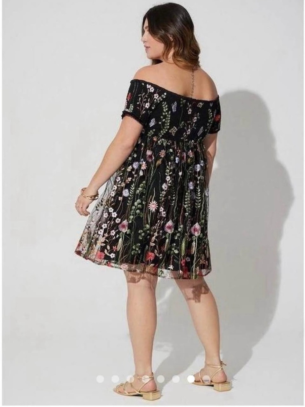 Torrid NWT Special Occasion Black Floral Embroidered Tea Dress - Picture 3 of 7